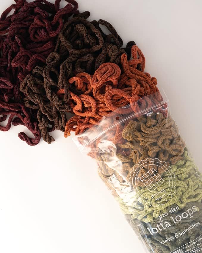friendly loom Quality Cotton Weaving Loops in Earthtone Inspired Colors – 10” PRO Size | Weave 6 Functional Potholders | Made in The USA - Image 2